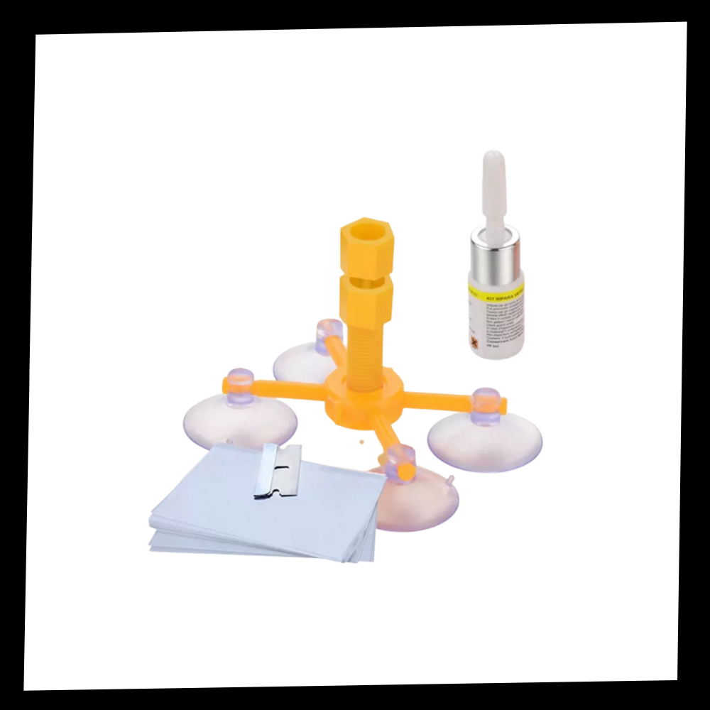 Kit fluide de réparation de vitres fissurées
