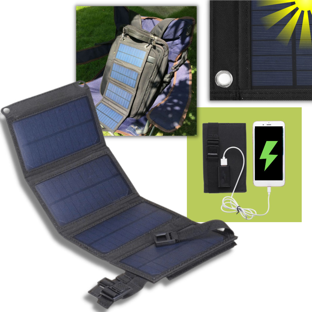 Chargeur portable à panneau solaire avec port USB
