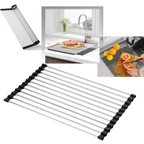 Egouttoir enroulable en acier inoxydable pour vaisselle et aliments
