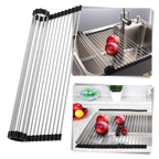 Egouttoir enroulable en acier inoxydable pour vaisselle et aliments