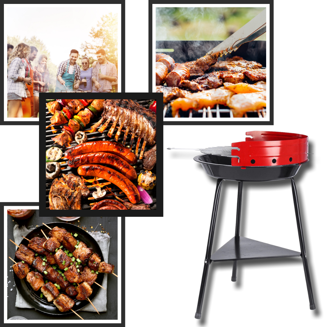 Barbecue Portatif Rond Au Charbon De Bois