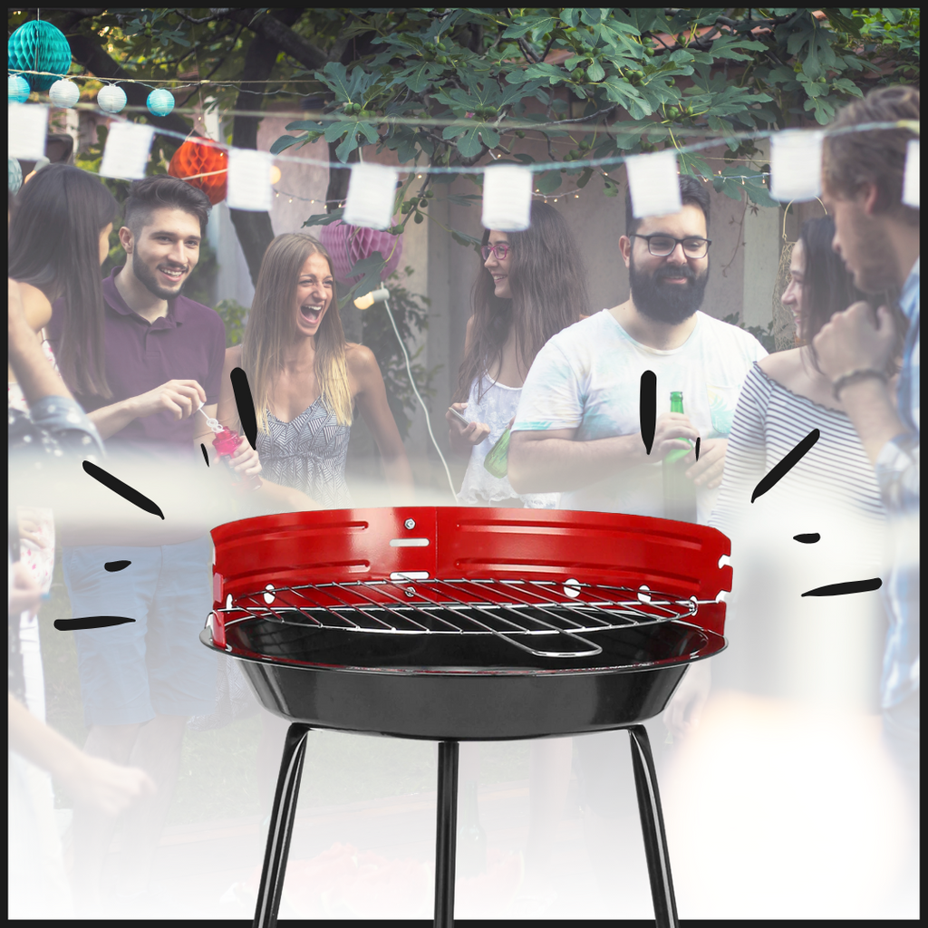 Barbecue Portatif Rond Au Charbon De Bois