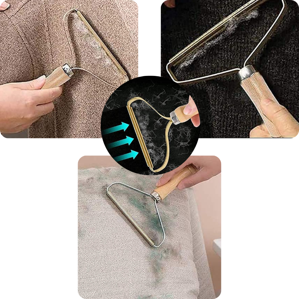 Brosse pour poils d'animaux en bois
