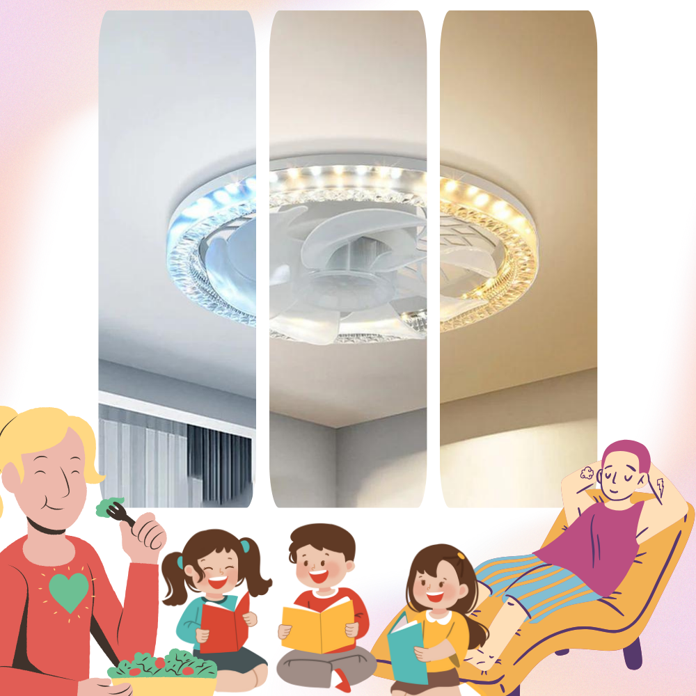 Ventilateur de plafond avec lampe intégrée et télécommande