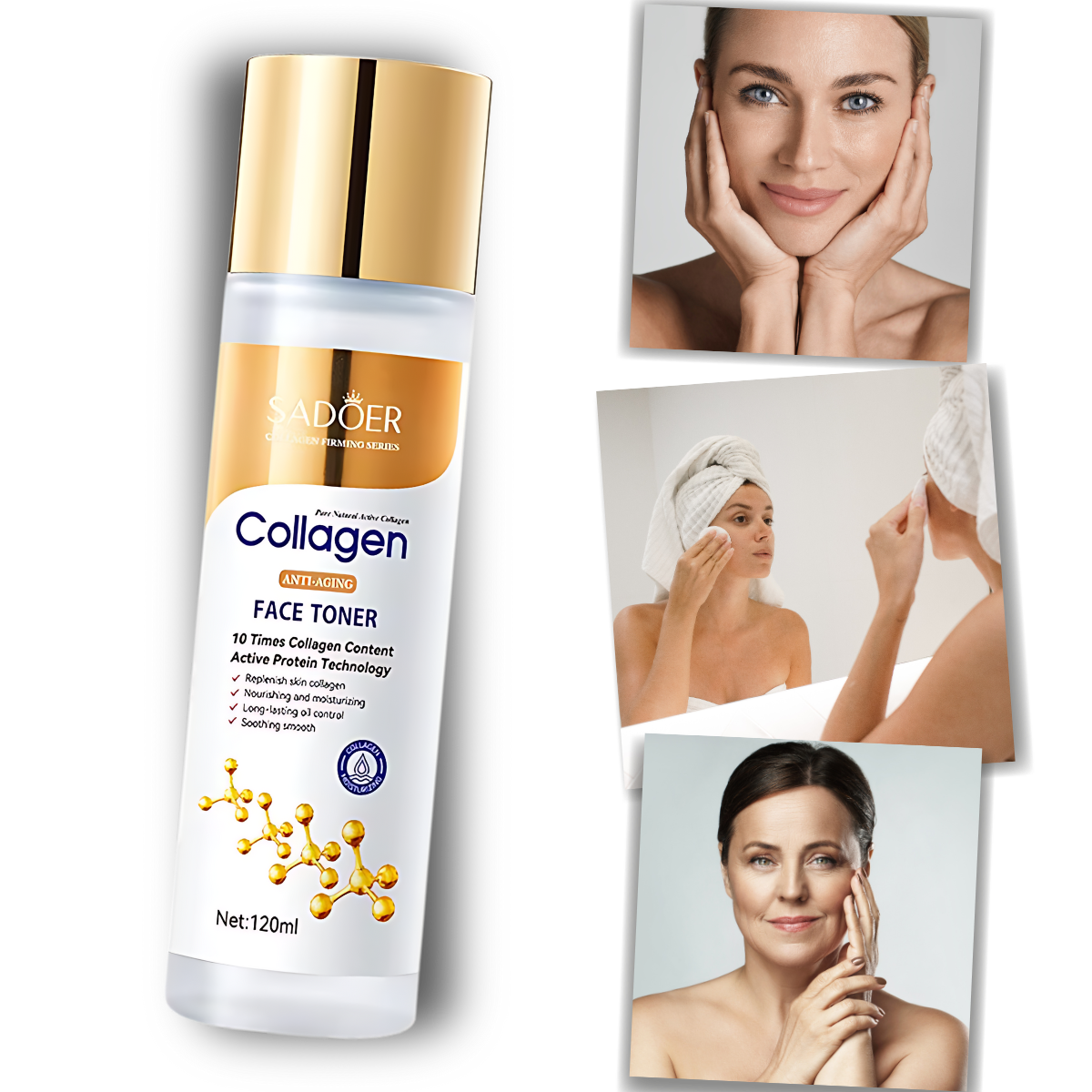 Lotion tonique au collagène éclaircissante anti-âge