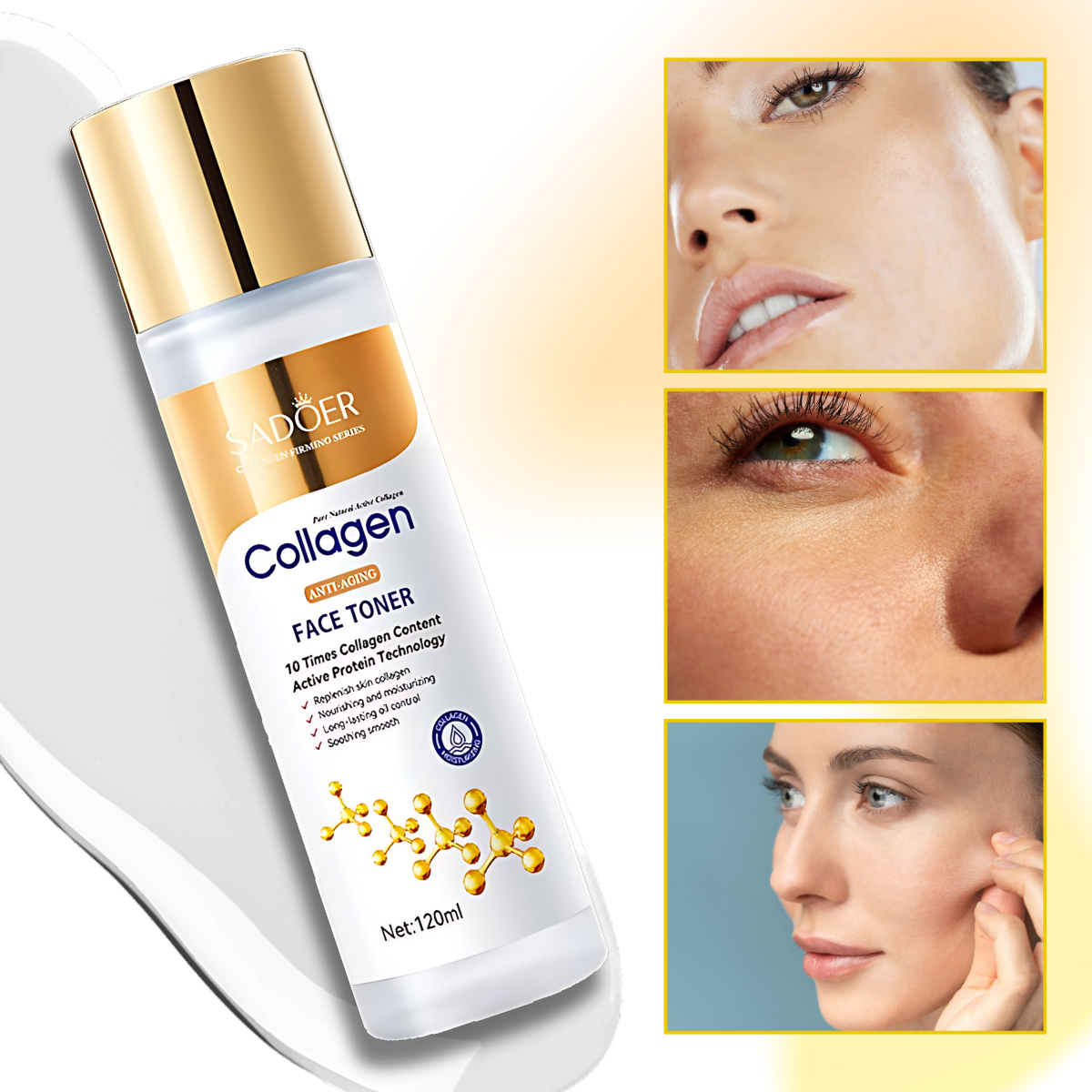 Lotion tonique au collagène éclaircissante anti-âge
