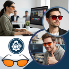 Lunettes rouges anti-fatigue à filtre bleu