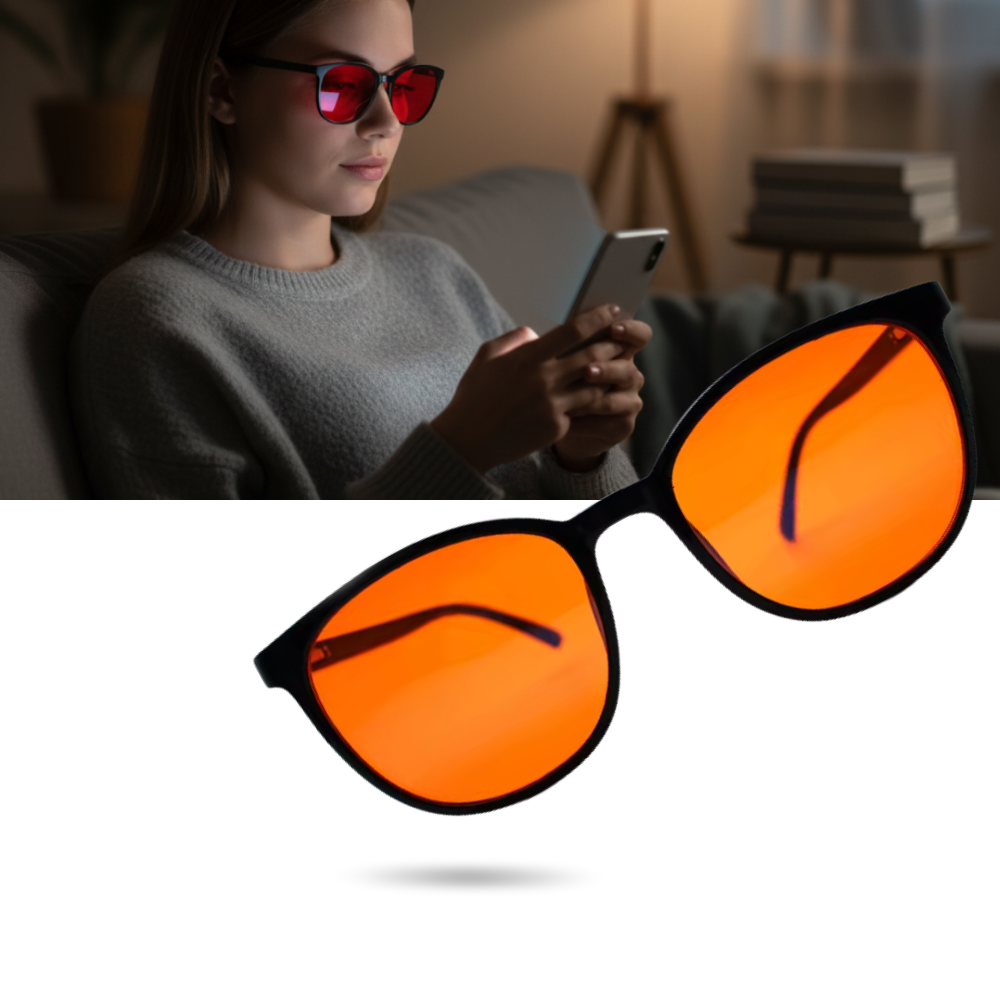 Lunettes rouges anti-fatigue à filtre bleu