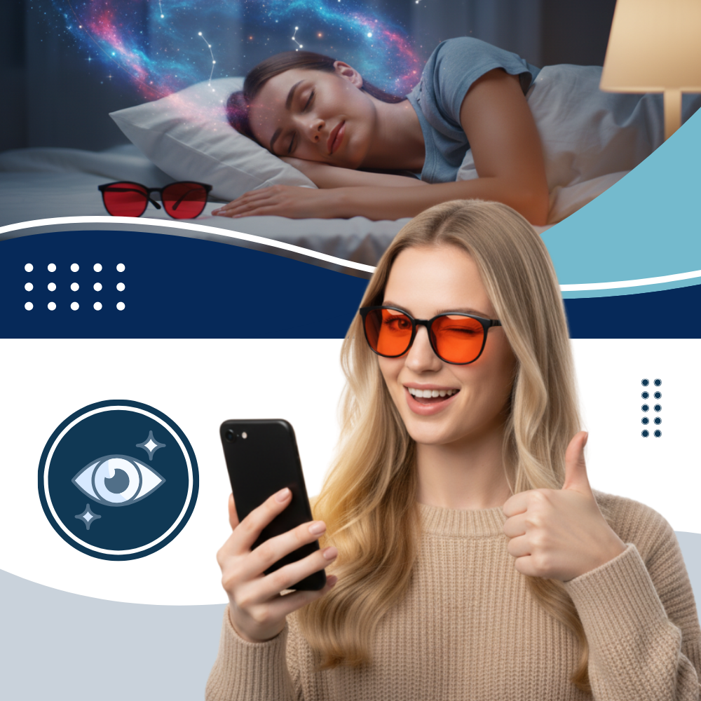 Lunettes rouges anti-fatigue à filtre bleu