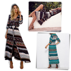 Robe longue à col en V de style bohème