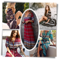 Robe longue à col en V de style bohème
