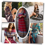 Robe longue à col en V de style bohème