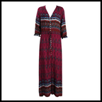 Robe longue à col en V de style bohème