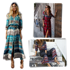 Robe longue à col en V de style bohème