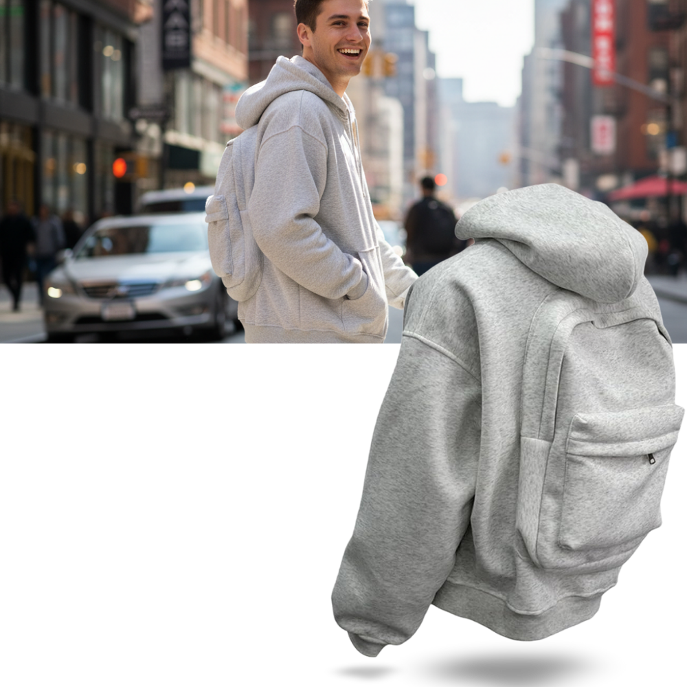 Sweat à capuche avec sac à dos intégré