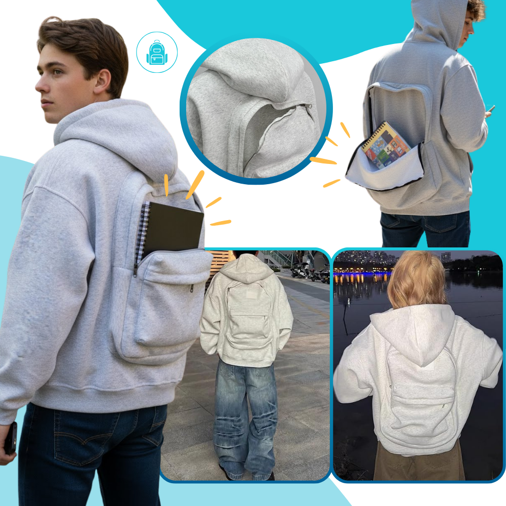 Sweat à capuche avec sac à dos intégré