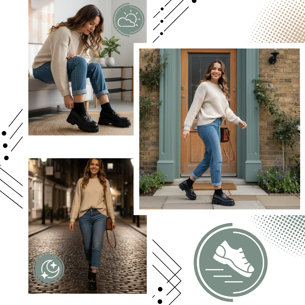 Mocassins en cuir élégants à semelles épaisses