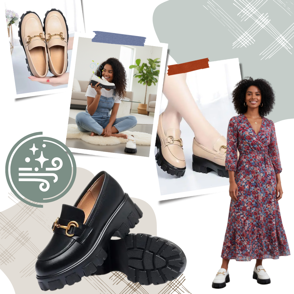 Mocassins en cuir élégants à semelles épaisses