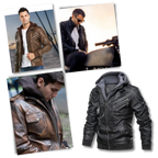 Veste de motard marron en cuir