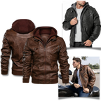 Veste de motard marron en cuir