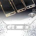 Collier intemporel à trois pierres mobiles
