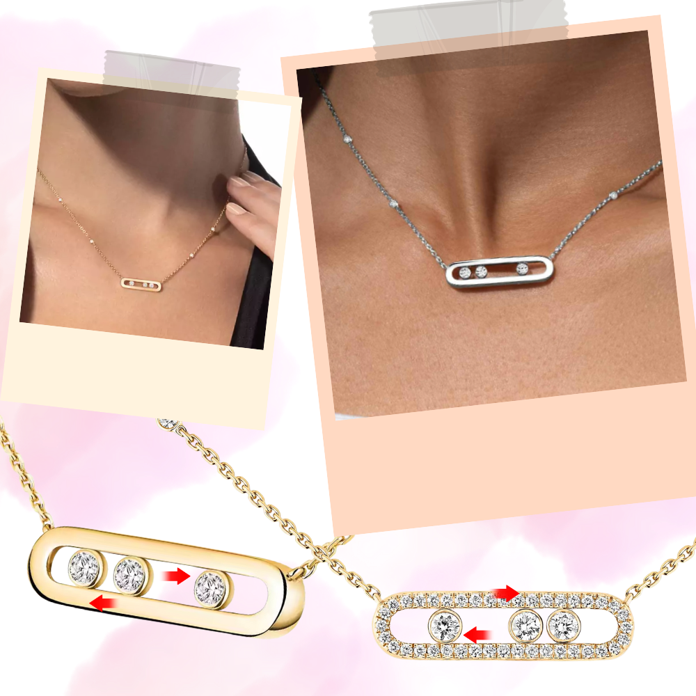 Collier intemporel à trois pierres mobiles