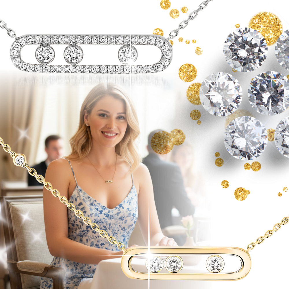 Collier intemporel à trois pierres mobiles