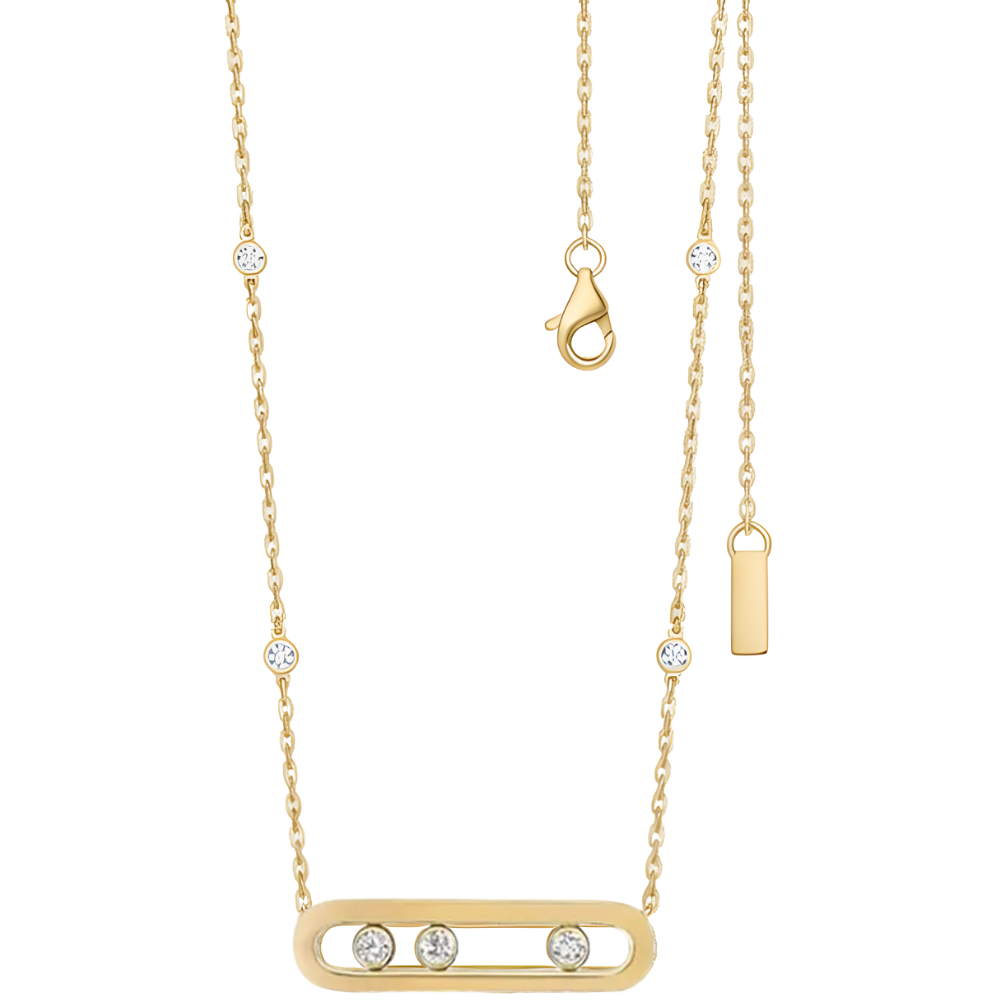 Collier intemporel à trois pierres mobiles