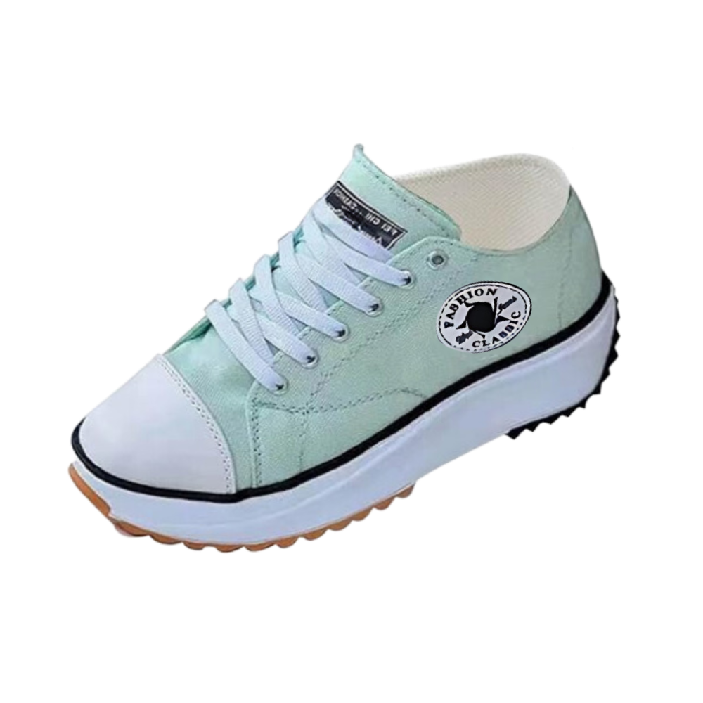 Sneakers anti-dérapantes en toile confortablement surélevées