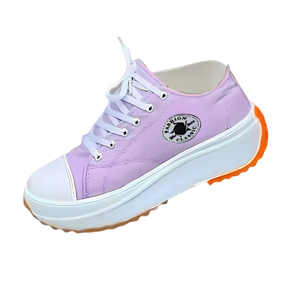 Sneakers anti-dérapantes en toile confortablement surélevées