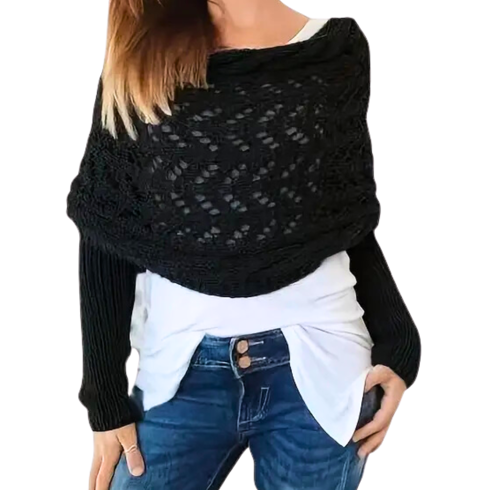 Chandail douillet en tricot avec épaules découvertes