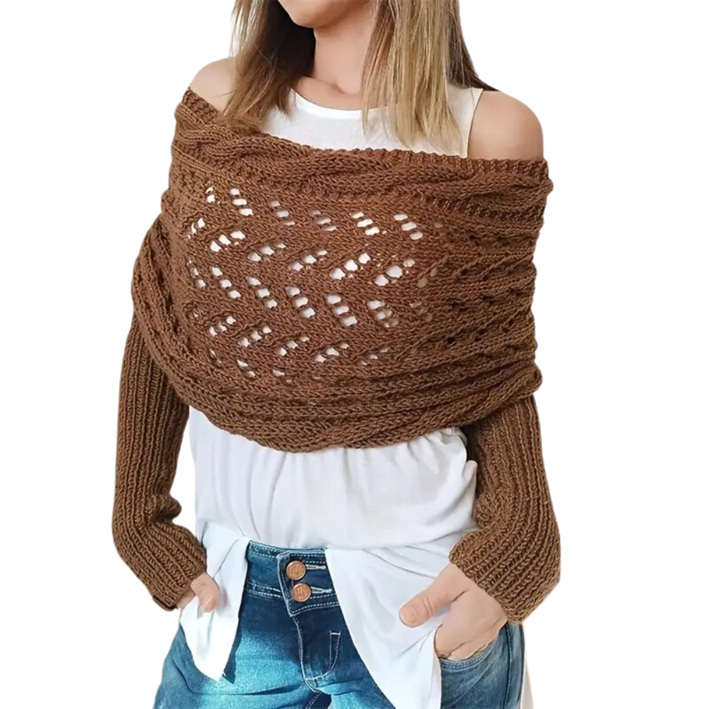 Chandail douillet en tricot avec épaules découvertes