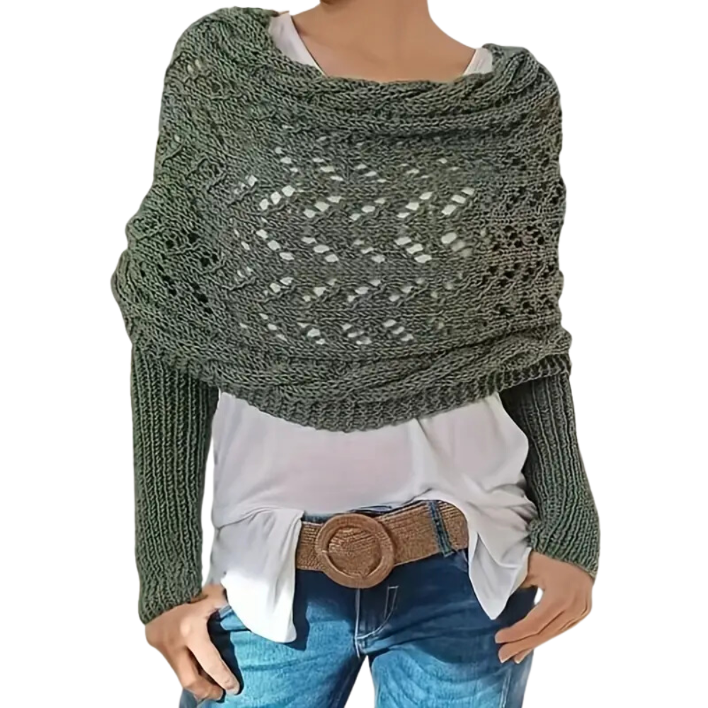 Chandail douillet en tricot avec épaules découvertes