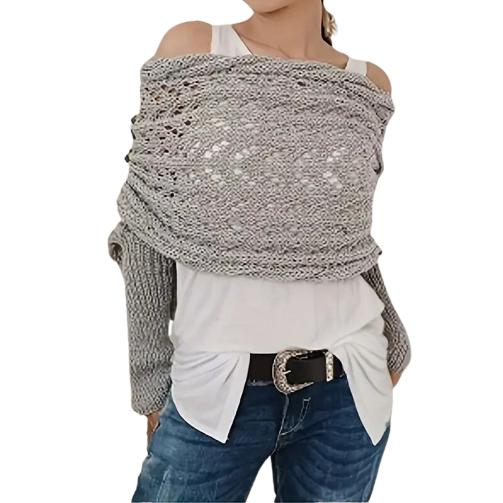 Chandail douillet en tricot avec épaules découvertes