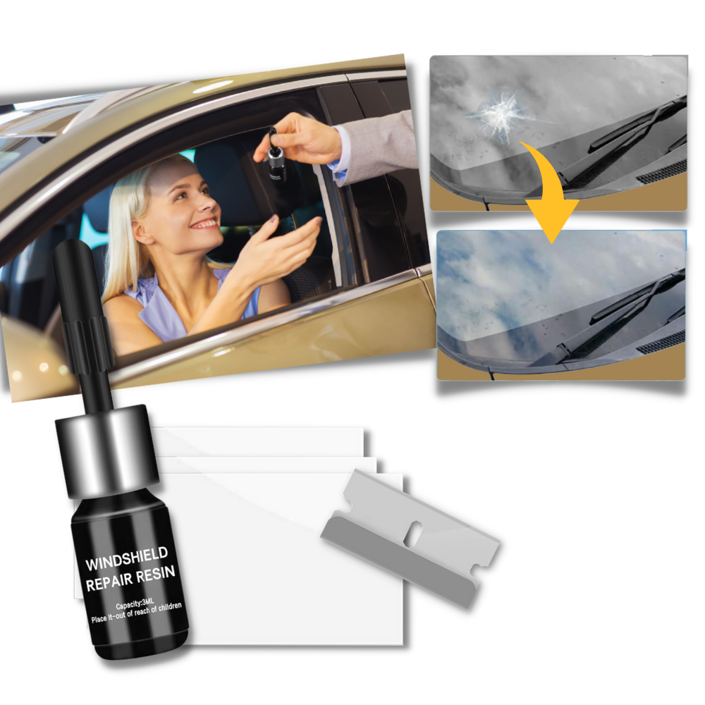Kit fluide de réparation de vitres fissurées