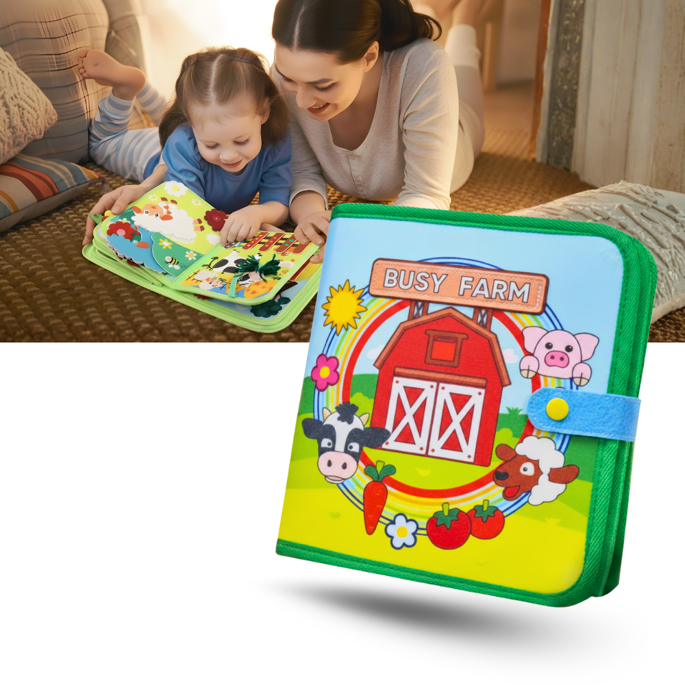Livre interactif à velcro pour enfants sur le thème de la ferme