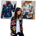 Blouson bomber à fleurs à manches longues