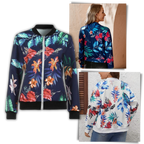 Blouson bomber à fleurs à manches longues
