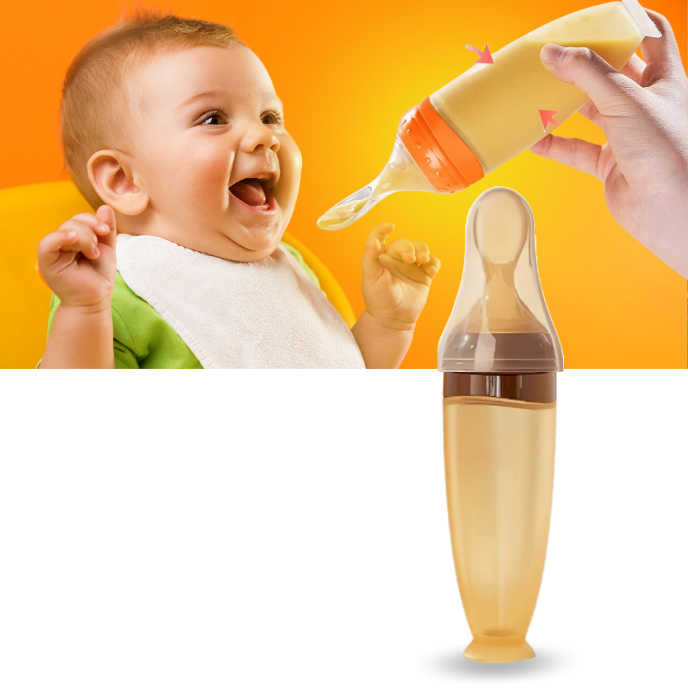 Biberons en silicone avec cuillère anti-débordement