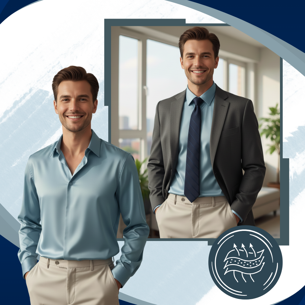 Chemise pour homme en soie mélangée infroissable