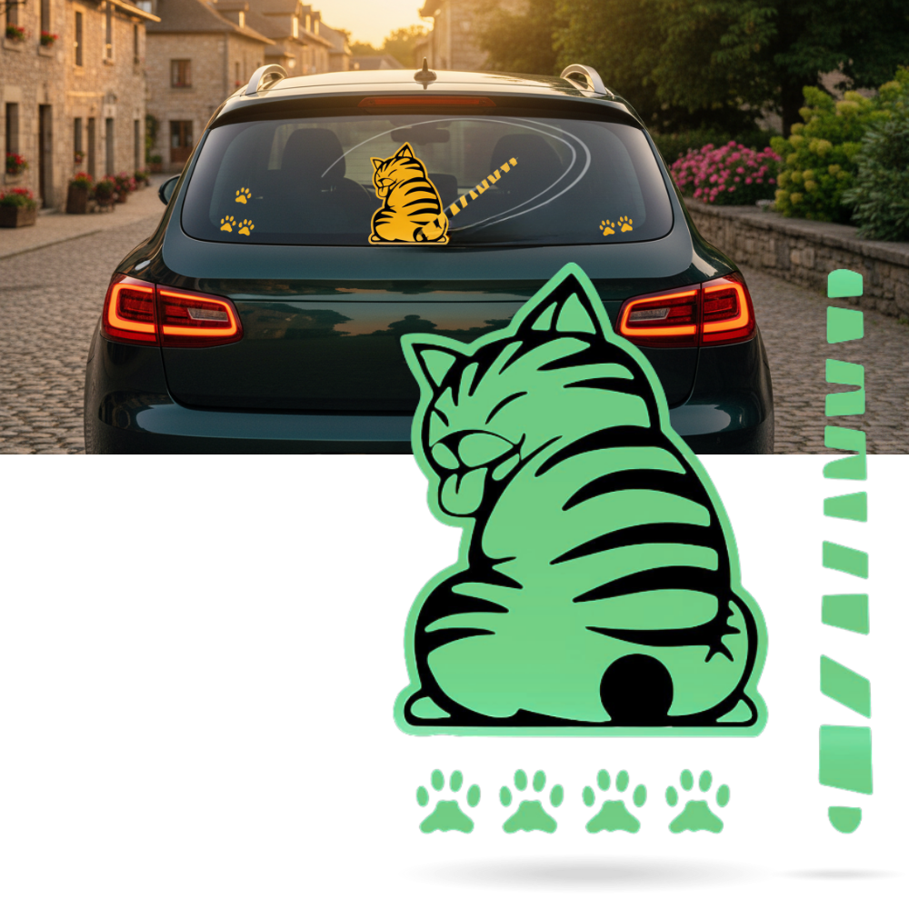 Autocollant pour essuie-glace chat espiègle