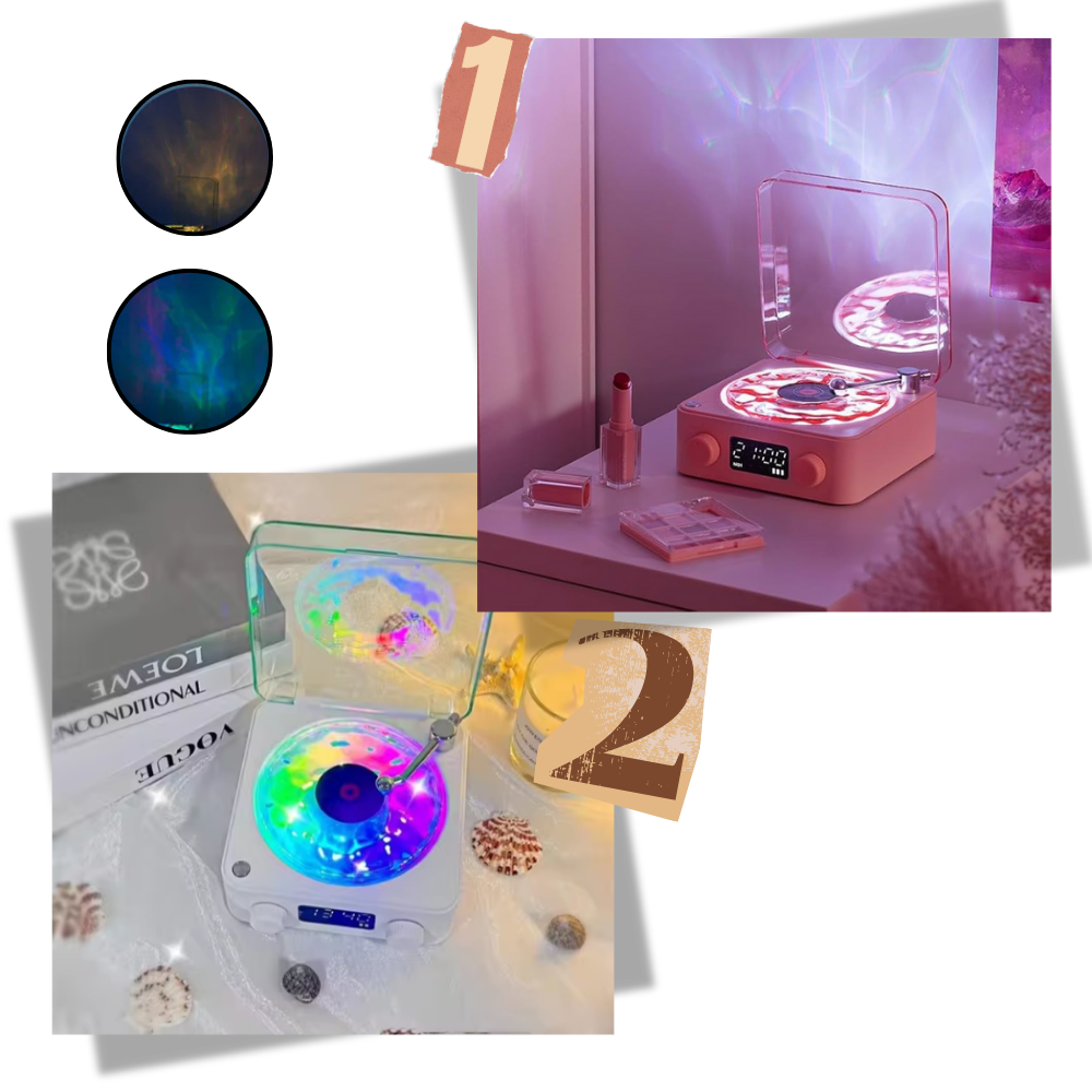 Lecteur vinyle avec effets visuels rétro