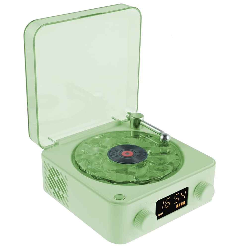 Lecteur vinyle avec effets visuels rétro