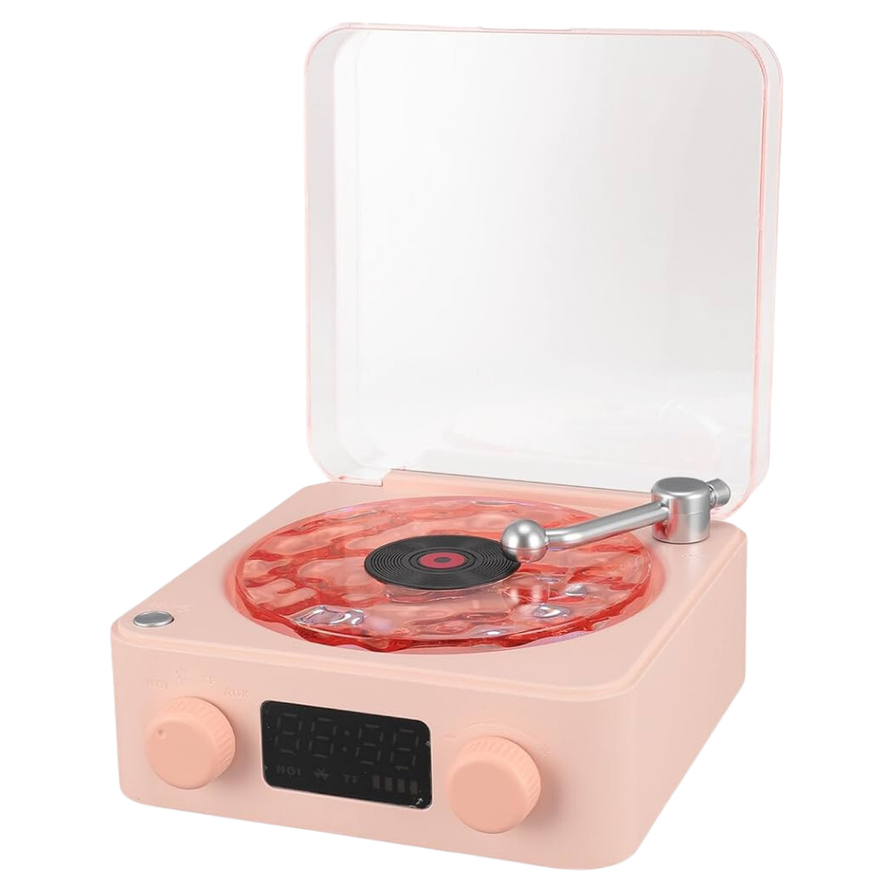 Lecteur vinyle avec effets visuels rétro
