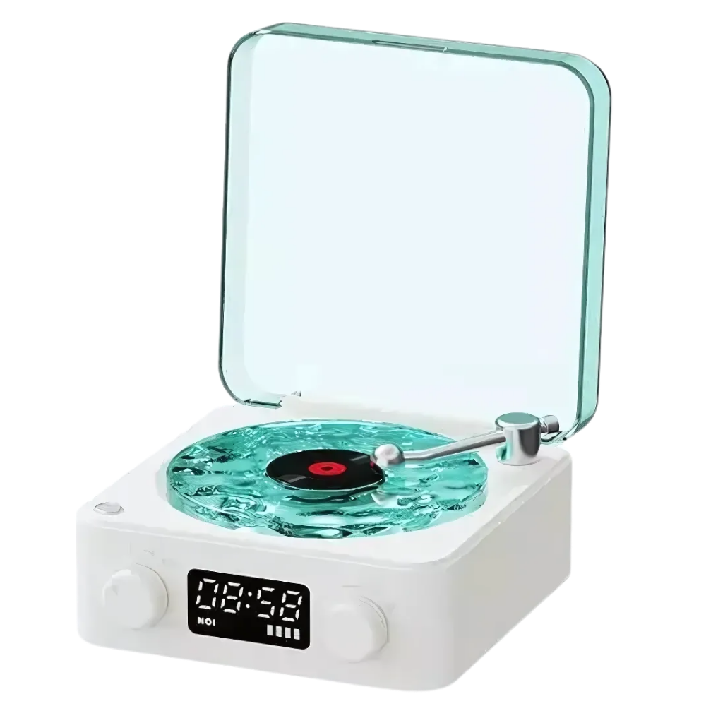Lecteur vinyle avec effets visuels rétro