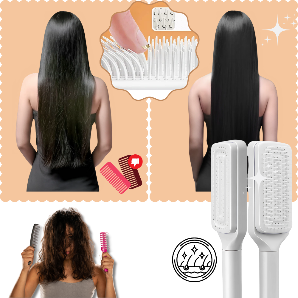 Brosse à cheveux autonettoyante pour le massage du cuir chevelu
