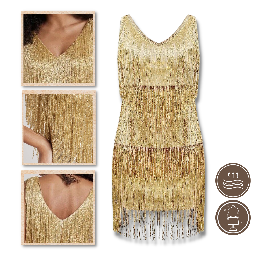 Robe à col V à paillettes