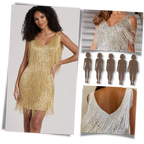 Robe à col V à paillettes