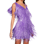Robe à col V à paillettes