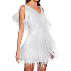 Robe à col V à paillettes